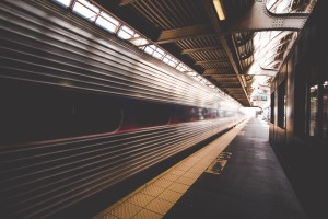 Train leaving station